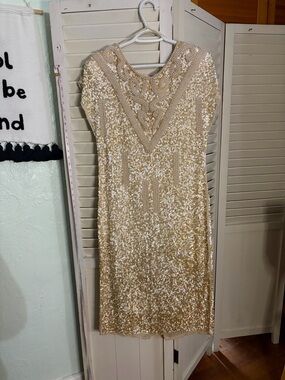 Beautiful Vintage Beaded 100% Silk Sequined Dress